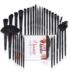 A set of 32 black makeup brushes; suitable for full makeup; blush; concealer; gloss and lip brush; girly beauty tool (without bag)