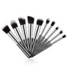 Mini Travel Makeup Brush Set-10pcs Soft Nylon Bristle Blush Loose Powder Eyeshadow Black Silver Makeup Brush Set