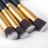 (Black and gold) 10 eye shadow powder eyebrow pencil eyeliner blush foundation concealer makeup brush set