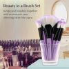 32 professional makeup brush set; facial eye shadow eyeliner foundation blush lip powder liquid cream blending brush (purple)