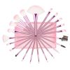 22 Piece Makeup Brush Set; Professional Pink Foundation Eyeshadow Brushes with Storage Bag For Girls