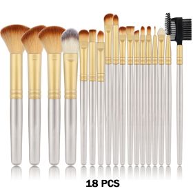 24Pcs Makeup Brushes Set Cosmetics Foundation Blush Kit Powder Eyeshadow Tool Kabuki Blending Make Up Pinceles De Maquillaje (Color: Champagne-18PCS)