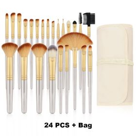 24Pcs Makeup Brushes Set Cosmetics Foundation Blush Kit Powder Eyeshadow Tool Kabuki Blending Make Up Pinceles De Maquillaje (Color: Champagne-24PCS)